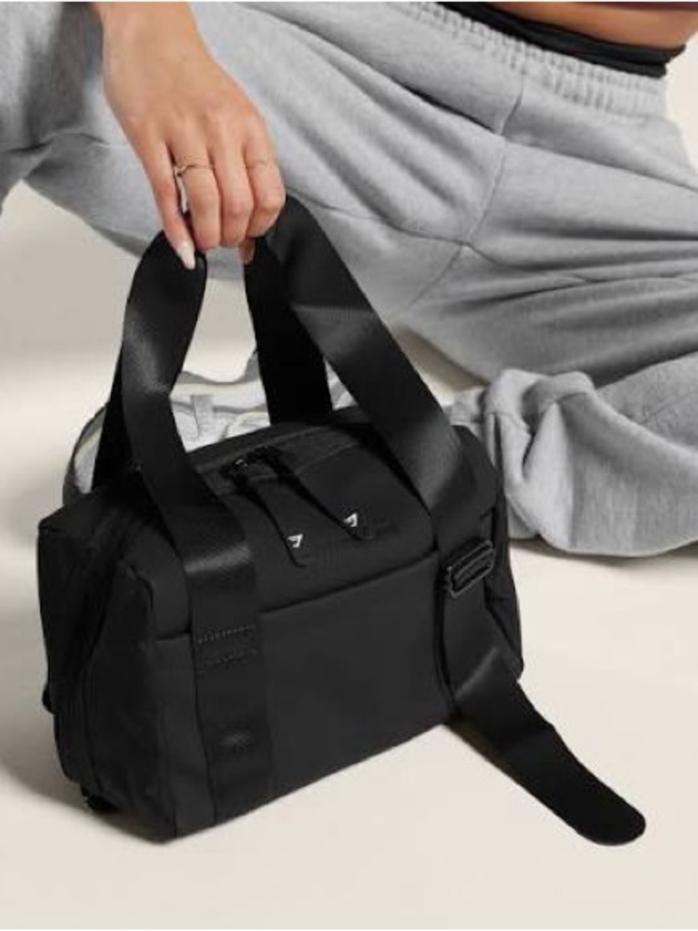 Gymshark Black Women's Toiletry Bag with Wide Webbing Handles